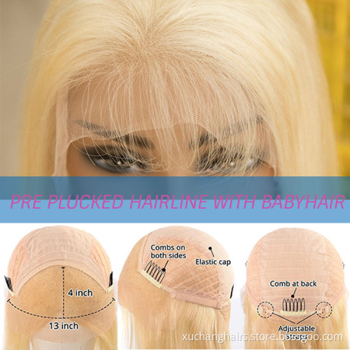 Transparent frontal 613 blonde hd human hair lace front wig,lace 100% virgin human hair wig,front lace brazilian hair wig vendor